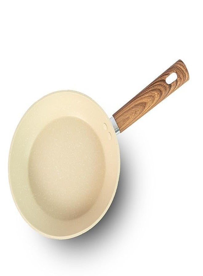 HaRvic Non Stick Egg Frying pan with Blocks Aluminium Fry pan for Cooking with Wooden Handle Egg Omelette pan Round with Detachable Handle (Granite Kadhai pan 28 CM) - Image 1